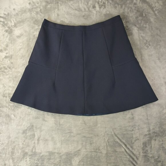 J Crew Women Skirt 8 Navy A Line Mini Stretch Lined Office Career Classic preppy - Picture 1 of 9